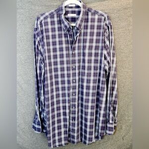 Peter Millar Blue Plaid Botton Down Shirt